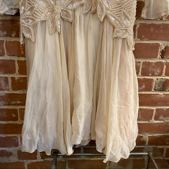 Vintage Pearl Beaded Dress in Ivory *Grace Originals* 100% silk - Picture 3 of 8